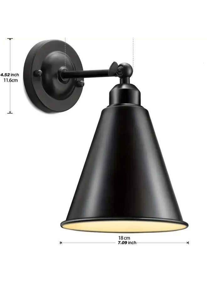 Black Industrial Wall Sconces Set Of Two 240 Degree Adjustable Arm Swing Lamp For Bedroom Bathroom - Image 3